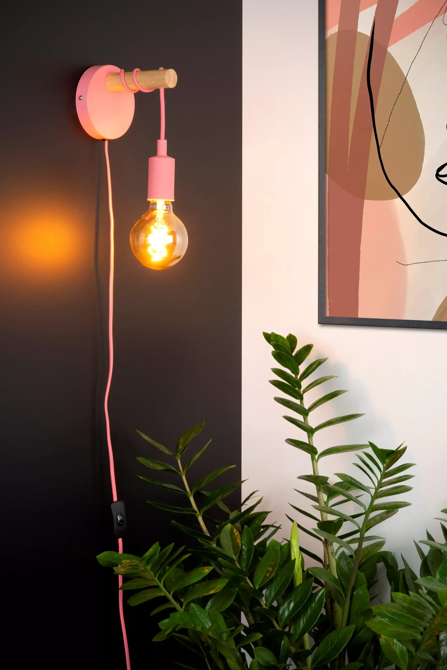 POLA - Wandlamp Kinderkamer - Ø 12 cm - 1xE27 - Roze*Lucide Best