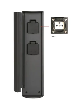 POWERPOINT - Buitenstopcontact zuil - Stopcontacten met penaarde - Type E - FR, BE, POL, SVK & CZE norm - Ø 10 cm - IP44 ? Antraciet*Lucide Fashion