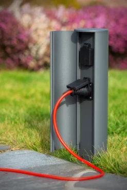 POWERPOINT - Buitenstopcontact zuil - Stopcontacten met randaarde - Type F - EUR/RUS standaard - Ø 10 cm - IP44 ? Antraciet*Lucide Shop