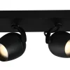 PRESTON - Plafondspot Badkamer - 2xGU10 - IP44 - Zwart*Lucide Cheap