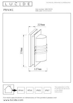 PRIVAS - Wandlamp Binnen/Buiten - 1xE27 - IP44 - Wit*Lucide Hot