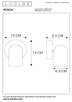 PUNCH - Plafondspot - 1xGU10 - Wit*Lucide Shop