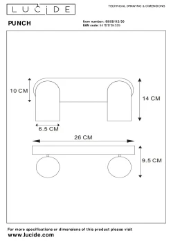 PUNCH - Plafondspot - 2xGU10 - Zwart*Lucide Cheap