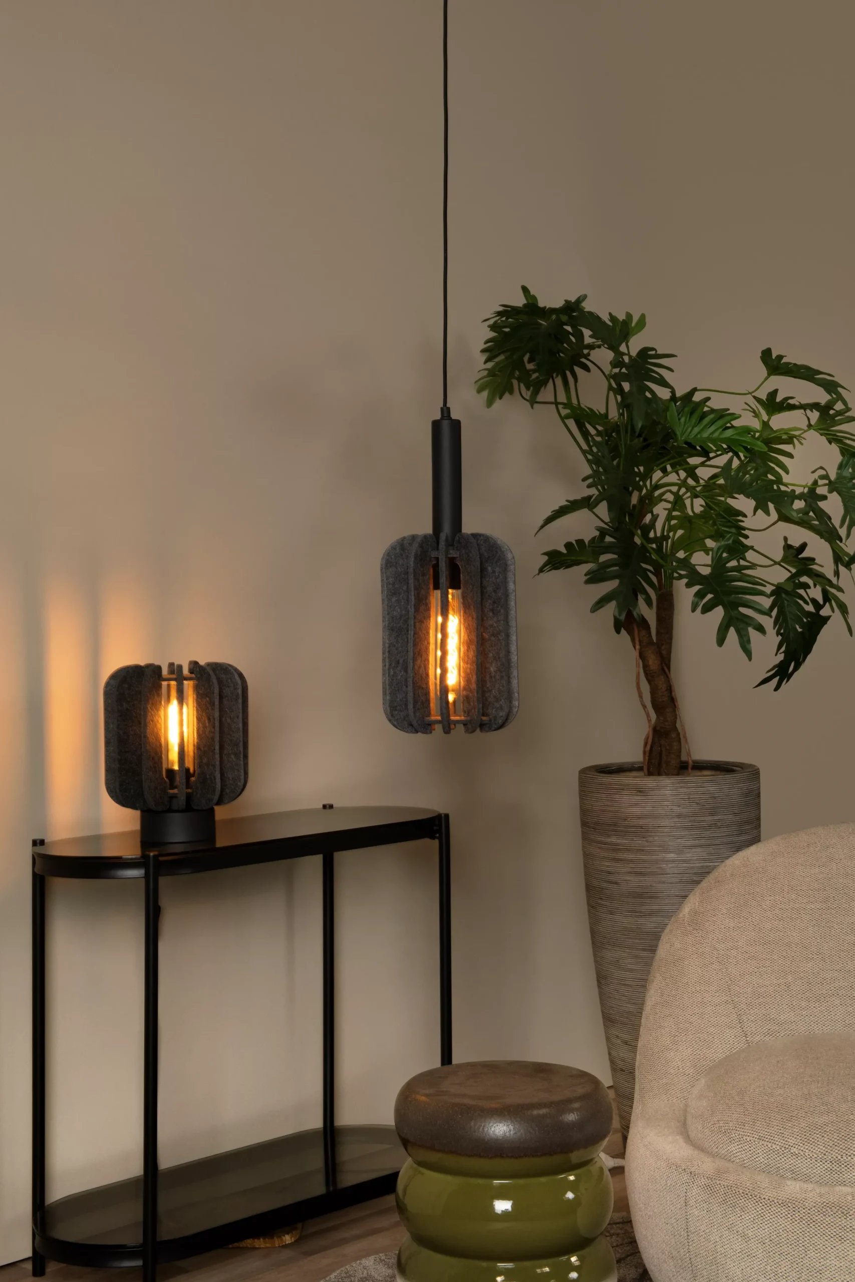 RAFAL - Hanglamp - Ø 20 cm - 1xE27 - Grijs*Lucide Fashion