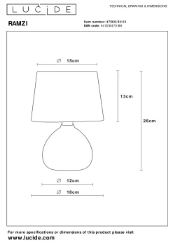 RAMZI - Tafellamp - Ø 18 cm - 1xE14 - Bruin*Lucide Flash Sale