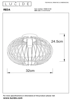 REDA - Plafonnière - Ø 32 cm - 1xE27 - Zwart*Lucide Sale