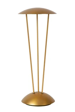 RENEE - Oplaadbare Tafellamp Binnen/Buiten - Accu/Batterij - Ø 12,3 cm - LED Dim to warm - 1x2,2W 2700K/3000K - IP54 - Met draadloos oplaadstation - Mat Goud / Messing*Lucide Shop