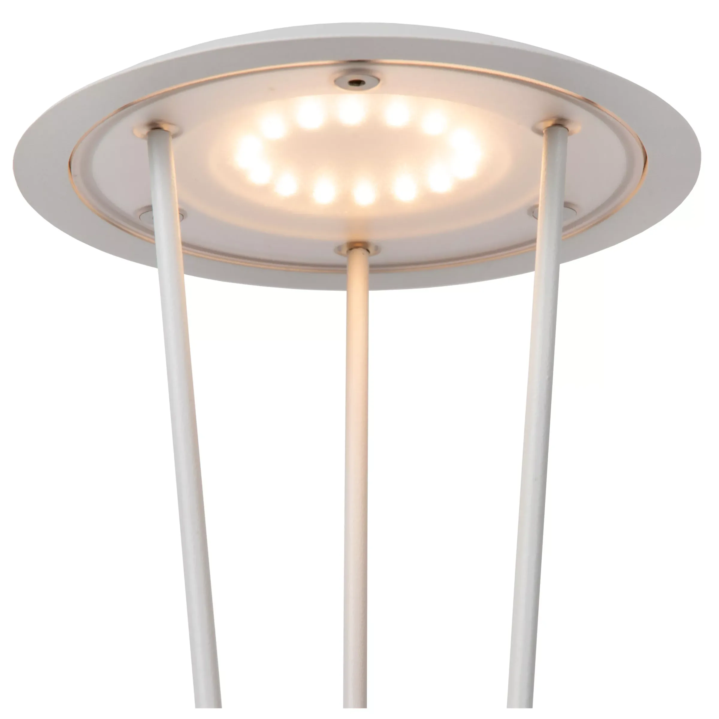 RENEE - Oplaadbare Tafellamp Binnen/Buiten - Accu/Batterij - Ø 12,3 cm - LED Dim to warm - 1x2,2W 2700K/3000K - IP54 - Met draadloos oplaadstation - Wit*Lucide Flash Sale
