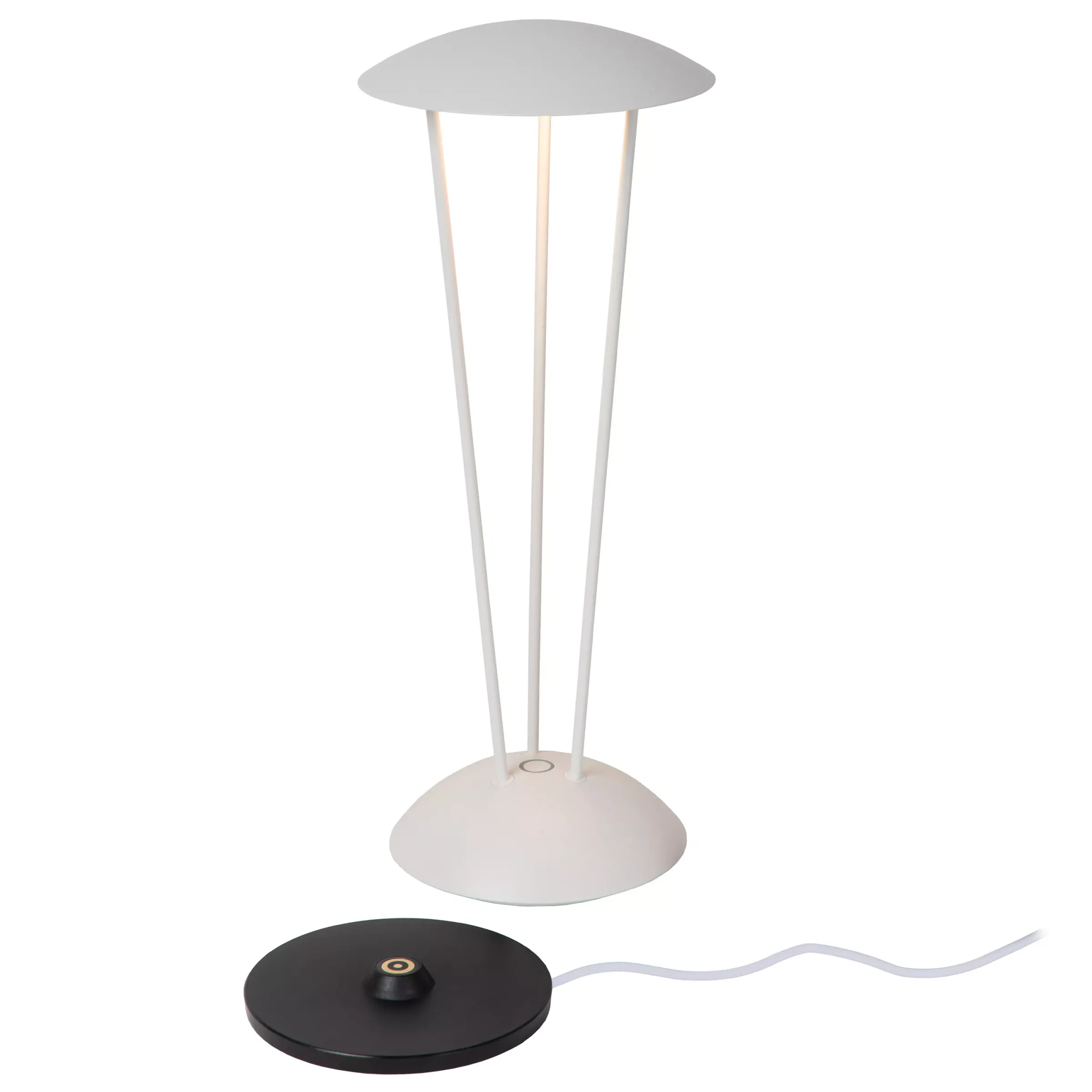 RENEE - Oplaadbare Tafellamp Binnen/Buiten - Accu/Batterij - Ø 12,3 cm - LED Dim to warm - 1x2,2W 2700K/3000K - IP54 - Met draadloos oplaadstation - Wit*Lucide Flash Sale