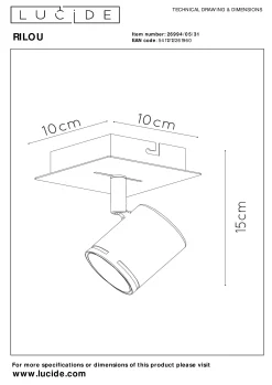 RILOU - Plafondspot - LED Dimb. - GU10 - 1x5W 3000K - Wit*Lucide Online