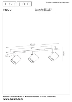 RILOU - Plafondspot - LED Dimb. - GU10 - 3x5W 3000K - Wit*Lucide Shop