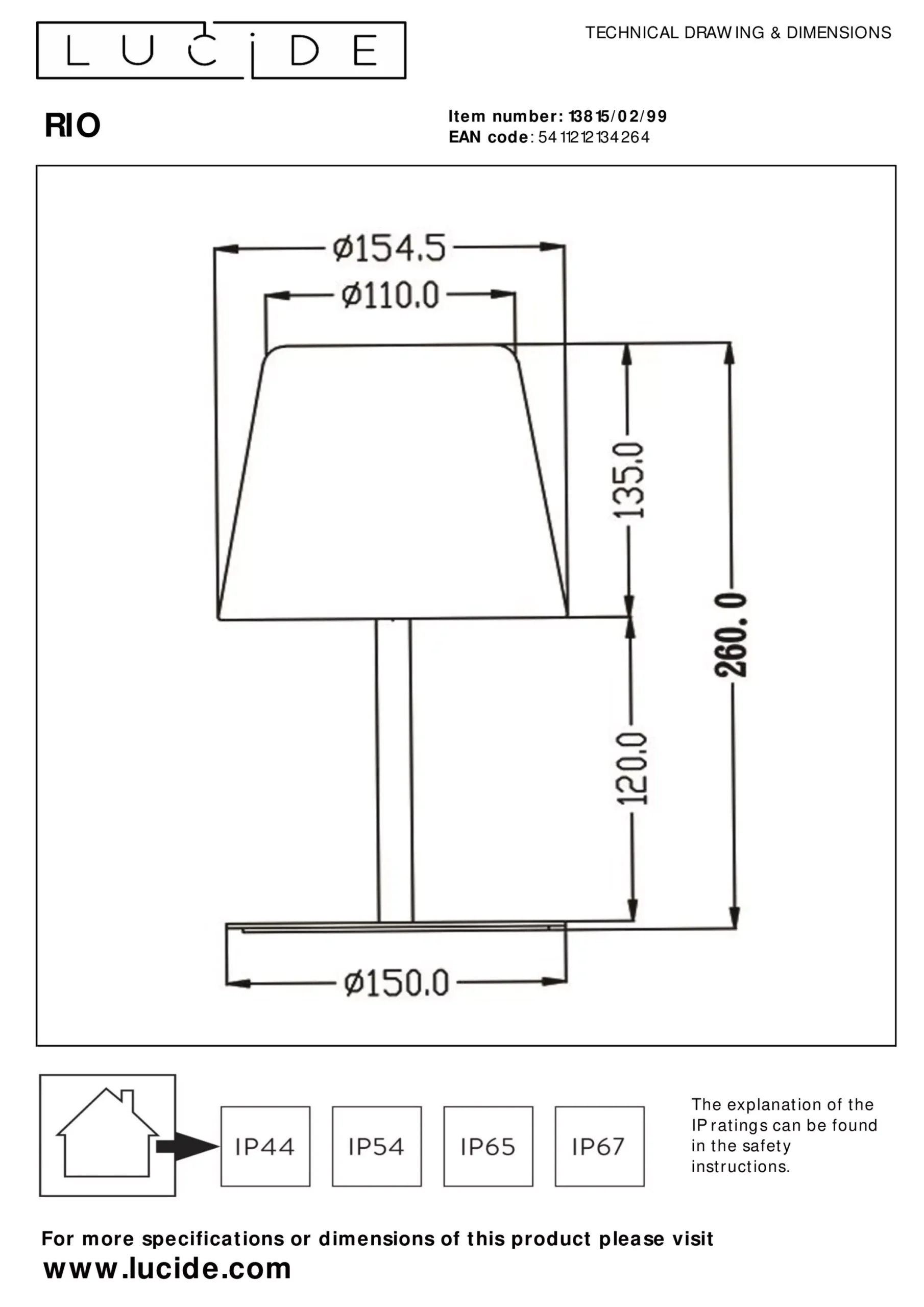 RIO - Oplaadbare Tafellamp Binnen/Buiten - Accu/Batterij - Ø 15,5 cm - LED Dimb. - 1x1,8W 3000K - IP44 - RGB - Multicolor*Lucide Flash Sale