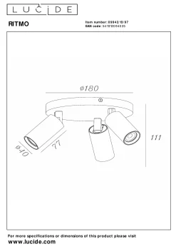 RITMO - Plafondspot - Ø 18 cm - 3xGU10 (MR11) - Koffie*Lucide Outlet