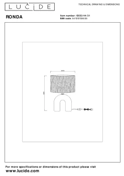 RONDA - Tafellamp - 1xE27 - Wit*Lucide Discount