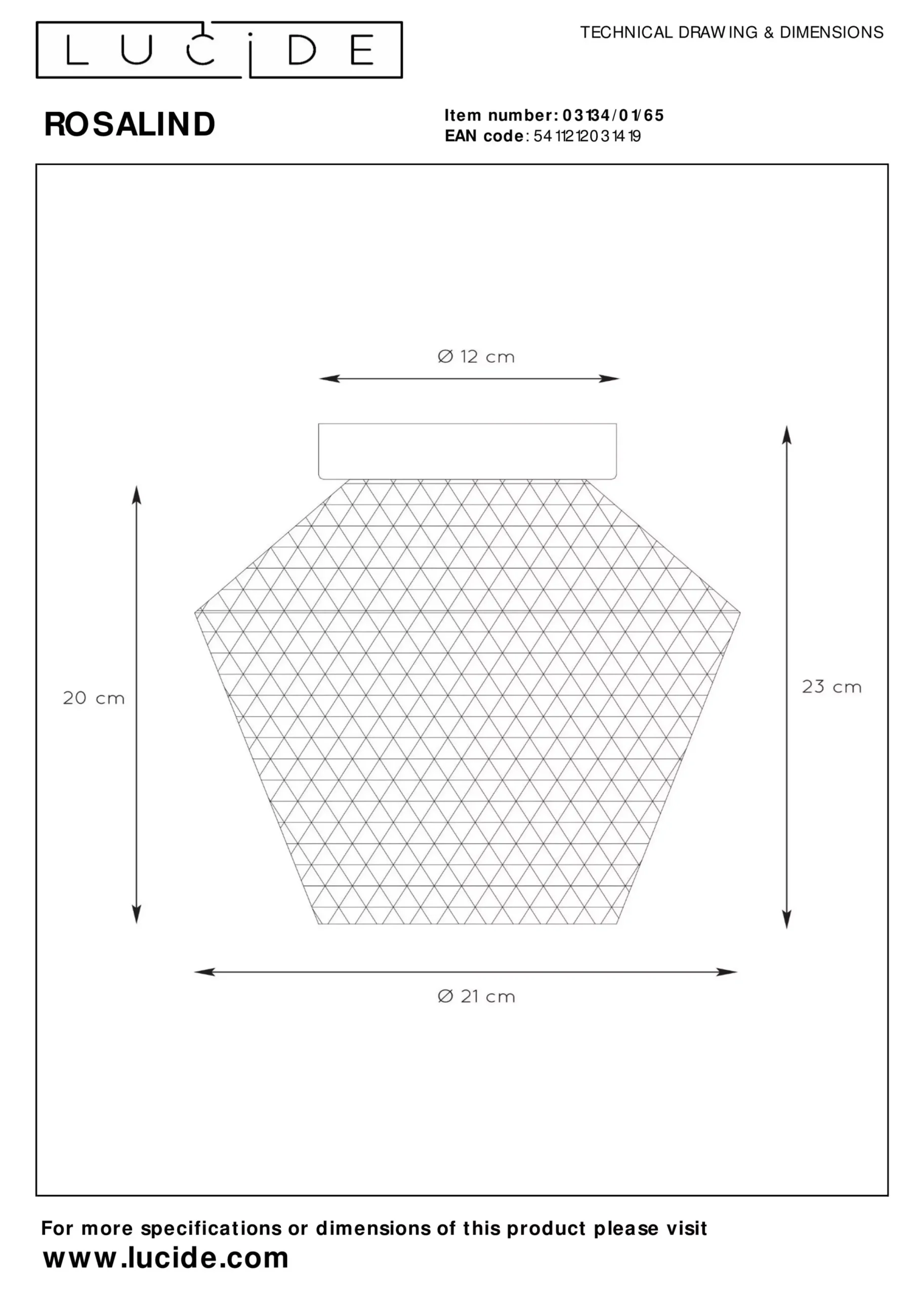 ROSALIND - Plafonnière - Ø 21 cm - 1xE27 - Fumé*Lucide Outlet