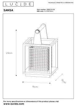 SANSA - Tafellamp - 1xE27 - Zwart*Lucide Sale