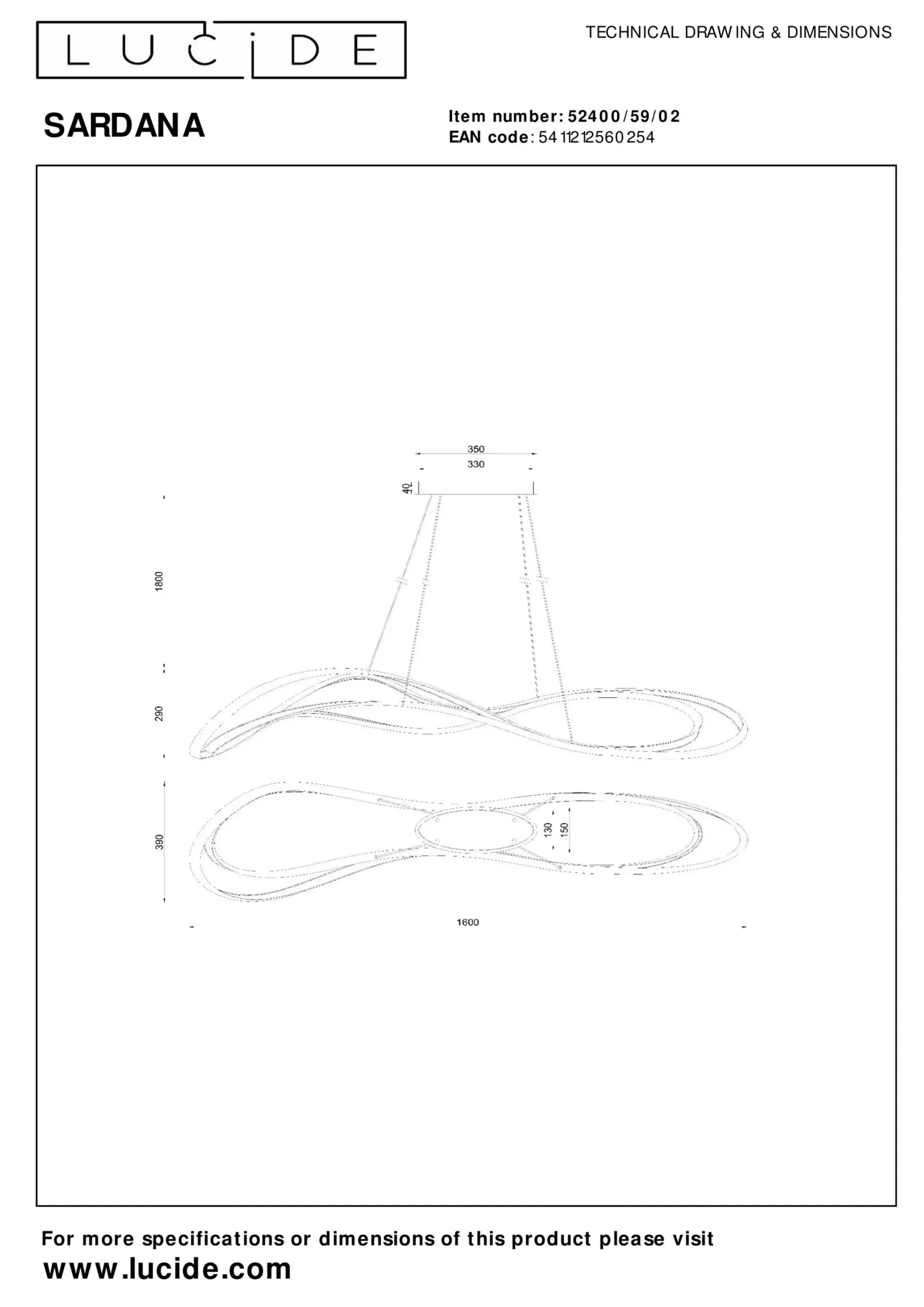 SARDANA - Hanglamp - LED Dimb. - 1x54W 2700K - Mat Goud / Messing*Lucide Cheap