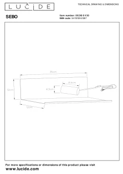 SEBO - Bedlamp / Wandlamp - 1xE27 - Zwart*Lucide Cheap
