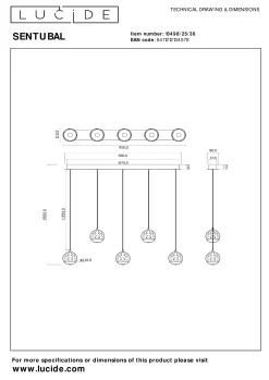 SENTUBAL - Hanglamp - LED Dimb. - 5x5,3W 2700K - Zwart*Lucide Cheap