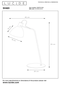 SHADI - Bureaulamp - Ø 20 cm - 1xE14 - Zwart*Lucide Online