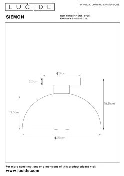 SIEMON - Plafonnière - Ø 25 cm - 1xE27 - Blauw*Lucide Outlet