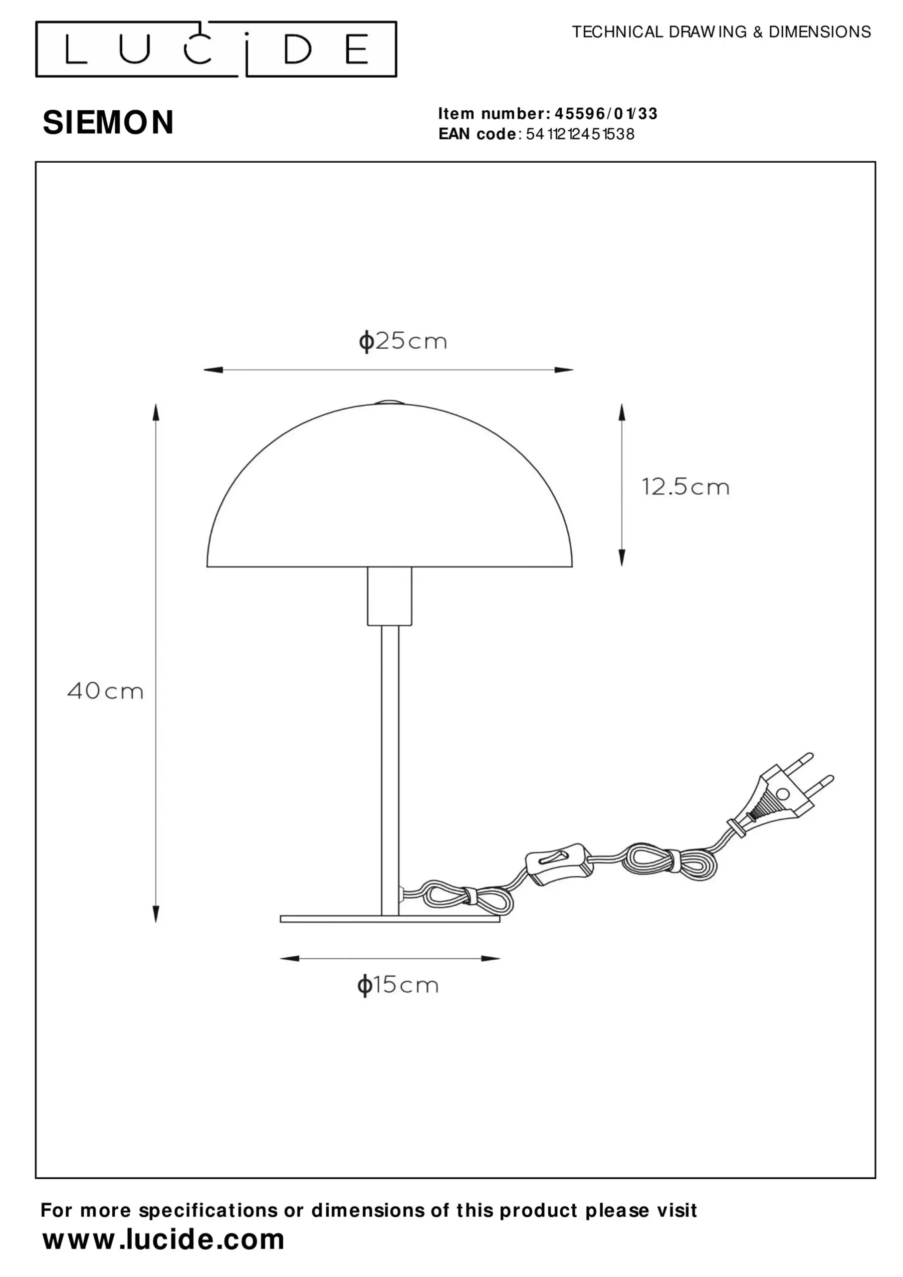 SIEMON - Tafellamp - Ø 25 cm - 1xE14 - Groen*Lucide Outlet