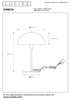 SIEMON - Tafellamp - Ø 25 cm - 1xE14 - Blauw*Lucide Discount