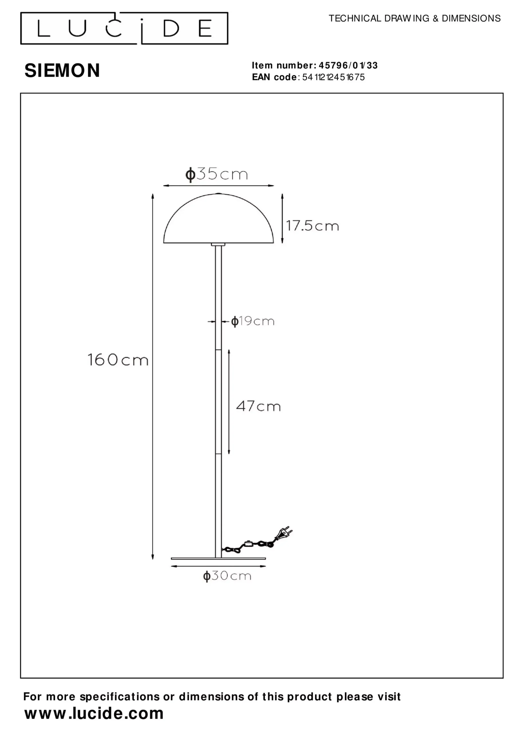 SIEMON - Vloerlamp - Ø 35 cm - 1xE27 - Groen*Lucide Shop