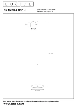 SKANSKA RECH - Oplaadbare Vloerlamp Binnen/Buiten - Accu/Batterij - Ø 23 cm - LED Dimb. - CCT - 1x3W 3000K/6000K - IP44 - Grijs ijzer*Lucide Best