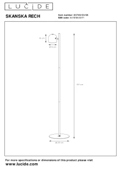 SKANSKA RECH - Oplaadbare Vloerlamp Binnen/Buiten - Accu/Batterij - Ø 23 cm - LED Dimb. - CCT - 1x3W 3000K/6000K - IP44 - Koffie*Lucide Best