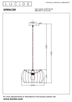 SPENCER - Hanglamp - Ø 30 cm - 1xE27 - Grijs*Lucide Online