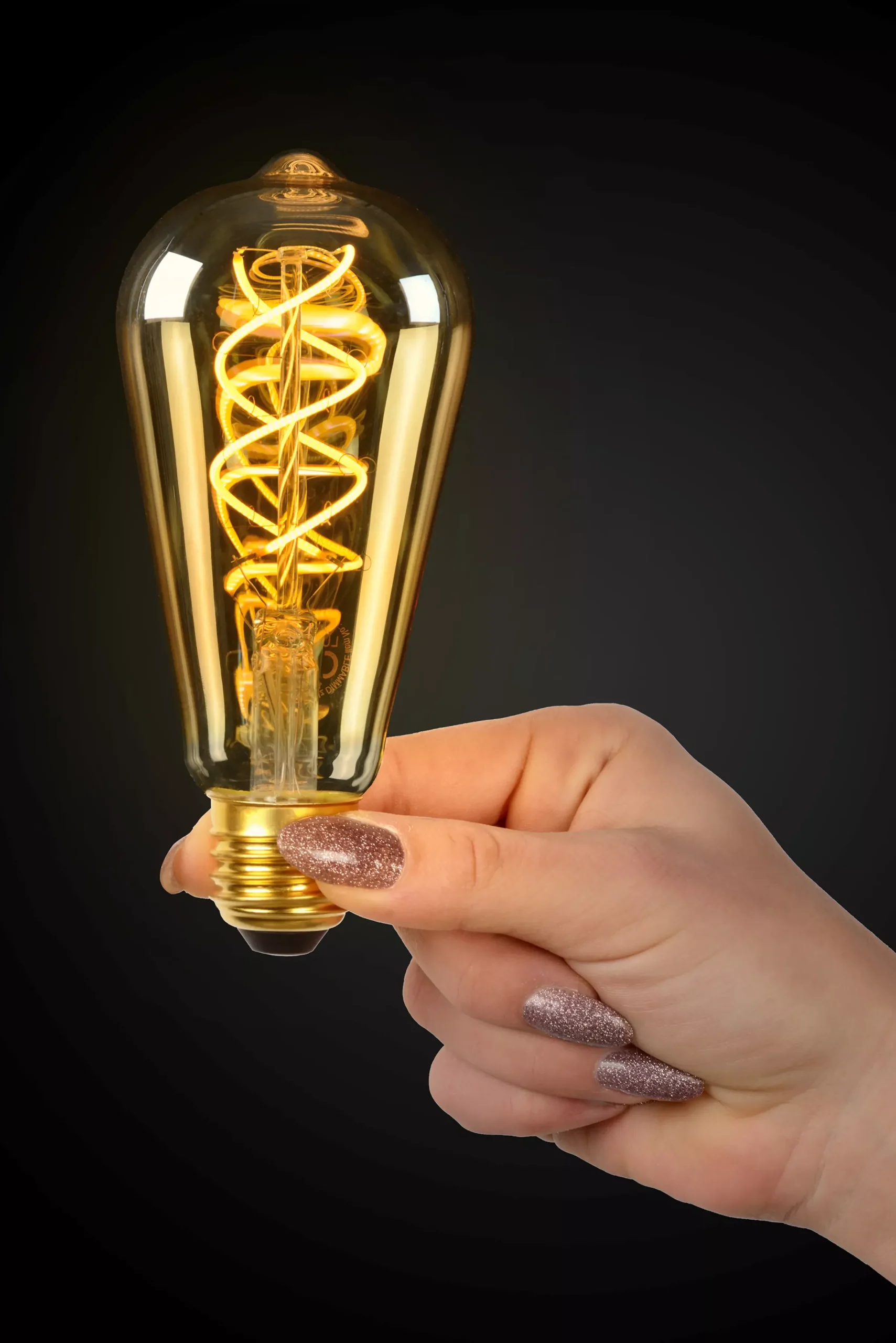 ST64 - Filament lamp - Ø 6,4 cm - LED Dimb. - E27 - 1x4,9W 2200K - Amber*Lucide Clearance