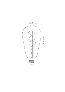 ST64 - Filament lamp - Ø 6,4 cm - LED Dimb. - E27 - 1x4,9W 2200K - Amber*Lucide Clearance
