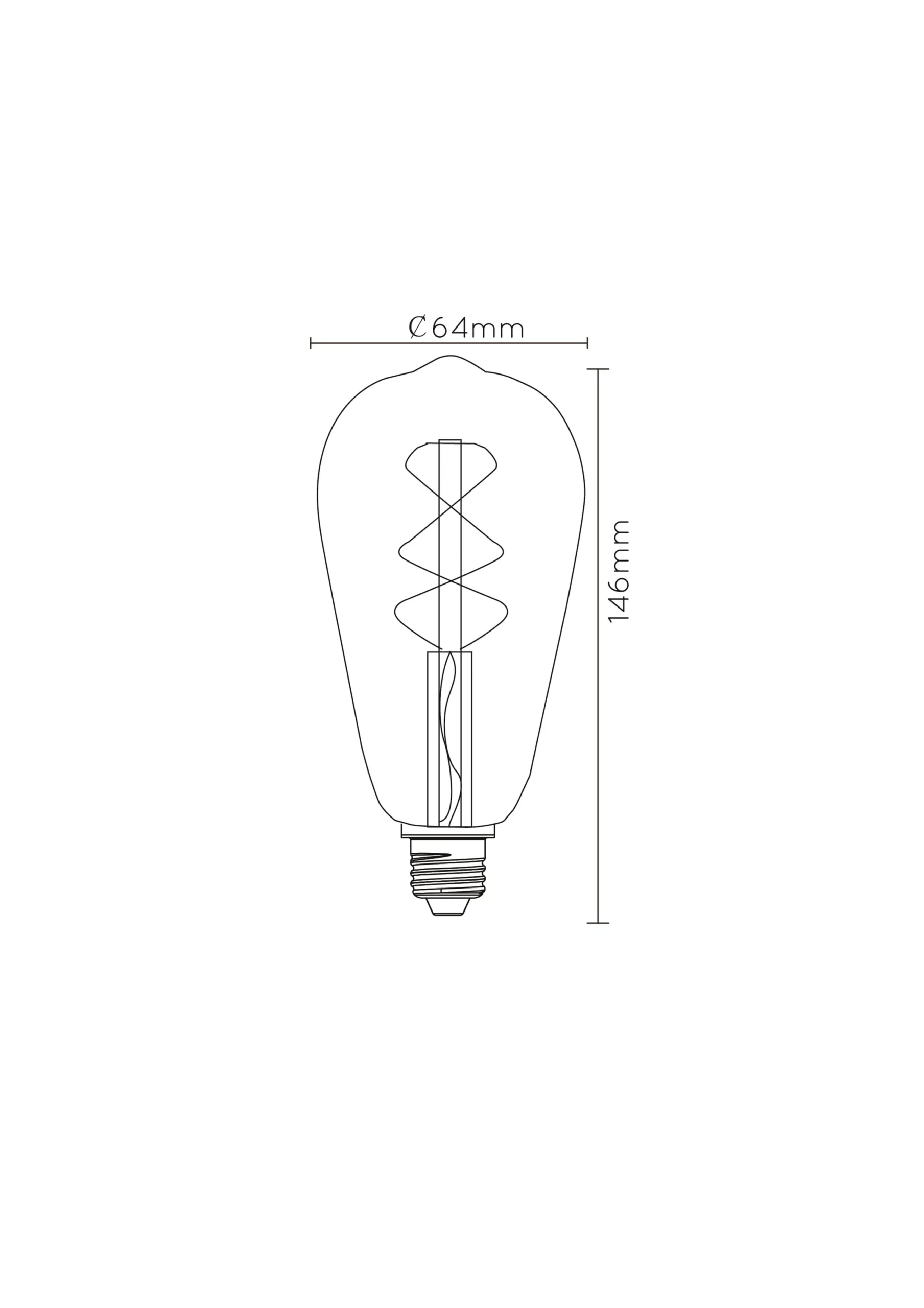 ST64 - Filament lamp - Ø 6,4 cm - LED Dimb. - E27 - 1x4,9W 2200K - Amber*Lucide Clearance