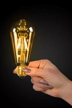 ST64 - Filament lamp - Ø 6,4 cm - LED Dimb. - E27 - 1x5W 2700K - Amber*Lucide Outlet
