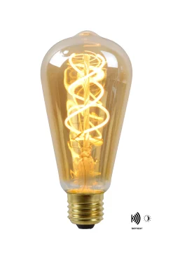ST64 TWILIGHT SENSOR - Filament lamp - Ø 6,4 cm - LED - E27 - 1x4W 2200K - Dag/nacht sensor - Amber*Lucide Shop