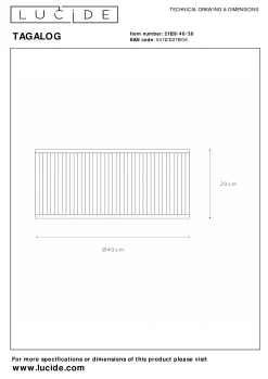 TAGALOG - Plafonnière - Ø 40 cm - 1xE27 - Zwart*Lucide Best