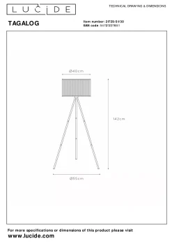 TAGALOG - Vloerlamp - Ø 55 cm - 1xE27 - Zwart*Lucide Cheap