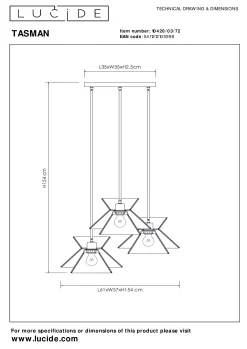 TASMAN - Hanglamp - 3xE27 - Naturel*Lucide Shop
