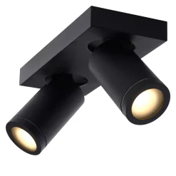 TAYLOR - Plafondspot Badkamer - LED Dim to warm - GU10 - 2x5W 2200K/3000K - IP44 - Zwart*Lucide Best Sale