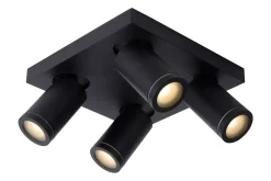 TAYLOR - Plafondspot Badkamer - LED Dim to warm - GU10 - 4x5W 2200K/3000K - IP44 - Zwart*Lucide Flash Sale