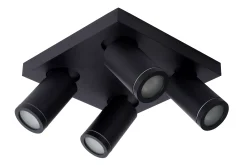 TAYLOR - Plafondspot Badkamer - LED Dim to warm - GU10 - 4x5W 2200K/3000K - IP44 - Zwart*Lucide Flash Sale