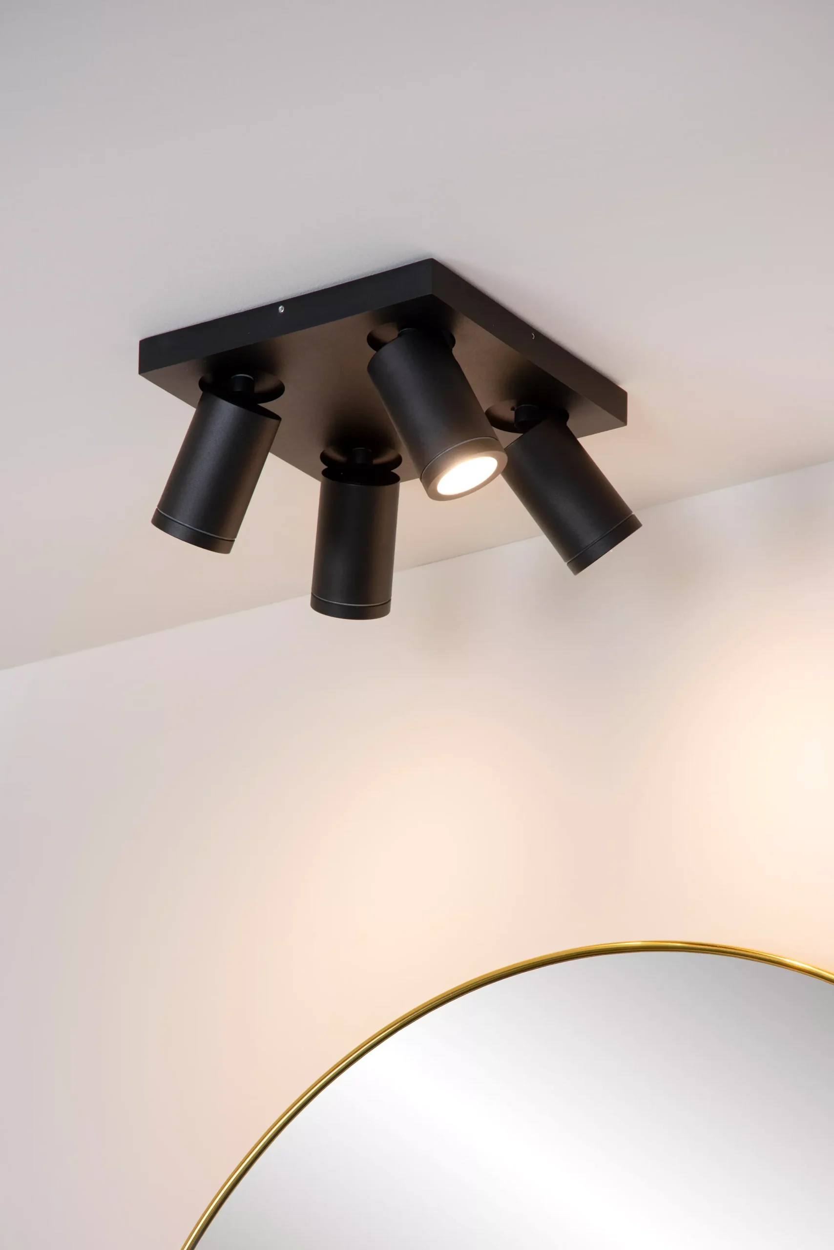 TAYLOR - Plafondspot Badkamer - LED Dim to warm - GU10 - 4x5W 2200K/3000K - IP44 - Zwart*Lucide Flash Sale