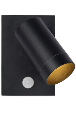 TAYLOR - Wandspot / Wandlamp Binnen/Buiten - 1xGU10 - IP54 - Beweging & dag/nacht sensor - Zwart*Lucide Store