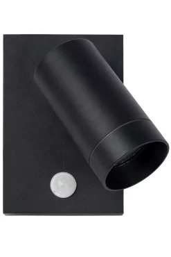 TAYLOR - Wandspot / Wandlamp Binnen/Buiten - 1xGU10 - IP54 - Beweging & dag/nacht sensor - Zwart*Lucide Store