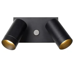 TAYLOR - Wandspot / Wandlamp Binnen/Buiten - 2xGU10 - IP54 - Beweging & dag/nacht sensor - Zwart*Lucide Best Sale