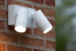TAYLOR - Wandspot / Wandlamp Binnen/Buiten - 2xGU10 - IP54 - Beweging & dag/nacht sensor - Wit*Lucide Cheap