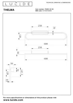 THELMA - Wandlamp - LED Dimb. - 1x24W 2700K - Zwart*Lucide Sale