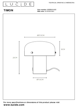 TIMON - Tafellamp - 1xE14 - Mat Goud / Messing*Lucide Clearance