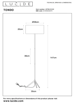 TONDO - Vloerlamp - Ø 38 cm - 1xE27 - Mat Goud / Messing*Lucide Clearance
